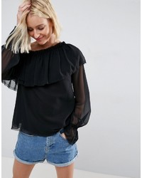 Asos One Shoulder Blouse With Ruffle