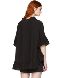 See by Chloe See By Chlo Black Cotton Ruffle Blouse