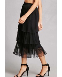 Forever 21 Tiered Semi Sheer Pleated Skirt