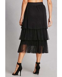 Forever 21 Tiered Semi Sheer Pleated Skirt
