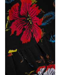 MCQ Alexander Ueen Ruffled Floral Print Chiffon Camisole Black