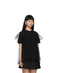 Shushu/Tong Black Tulle Overlay T Shirt