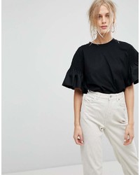 Current Air T Shirt With Ruffle Sleeve
