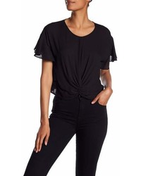 Lush Ruffle Sleeve Knotted Front Tee