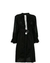 Black Ruffle Crochet Midi Dress