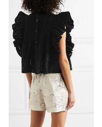 Ganni Cropped Ruffled Broderie Anglaise Cotton Top
