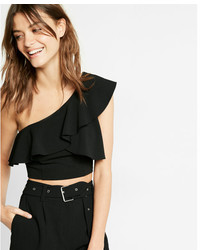 Express One Shoulder Ruffle Cropped Top