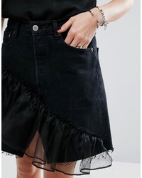 Reclaimed Vintage Levi Denim Mini Skirt With Ruffle