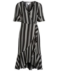 Band of Gypsies Herringbone Ruffle Faux Wrap Dress