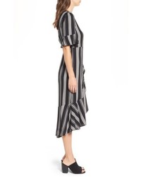 Band of Gypsies Herringbone Ruffle Faux Wrap Dress