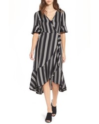 Band of Gypsies Herringbone Ruffle Faux Wrap Dress