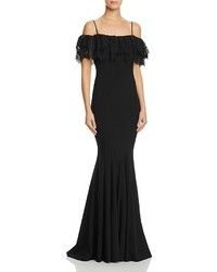 Avery G Lace Ruffle Off The Shoulder Gown
