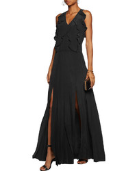 L'Agence Jhene Ruffle Trimmed Washed Silk Gown