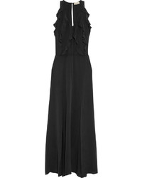 L'Agence Jhene Ruffle Trimmed Washed Silk Gown