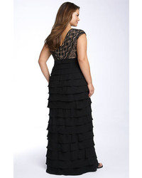 Adrianna Papell Lace Shutter Pleat Gown