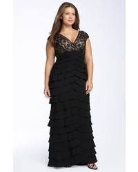 Adrianna Papell Lace Shutter Pleat Gown