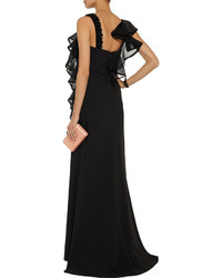 Mikael Mikl Aghal Ruffle Trimmed Stretch Jersey Gown