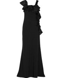Mikael Mikl Aghal Ruffle Trimmed Stretch Jersey Gown