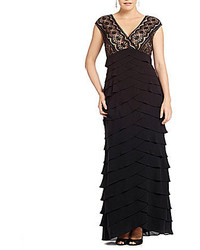 Adrianna Papell Plus Lace Tiered Gown