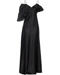Saint Laurent Ruffle Trimmed Silk Satin Gown
