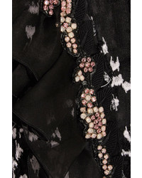 Giambattista Valli Ruffled Embellished Fil Coup Organza Gown Black