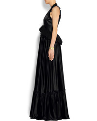 Givenchy Ruffled Gown In Black Silk Satin