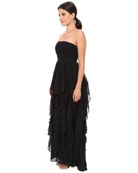 Adrianna Papell Strapless Chiffon Ruffle Gown