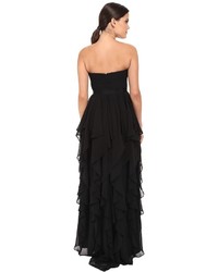 Adrianna Papell Strapless Chiffon Ruffle Gown