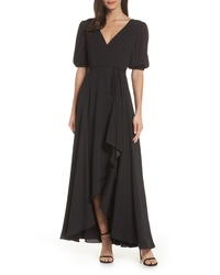 Fame and Partners V Neck Tte Wrap Gown