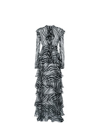 Tufi Duek Zebra Print Ruffled Gown