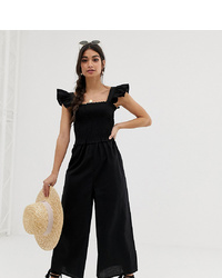 Asos Petite Asos Design Petite Shirred Frill Sleeve Jumpsuit