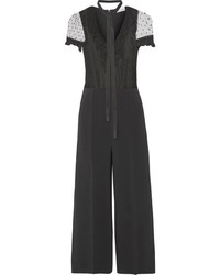 RED Valentino Redvalentino Ruffled Swiss Dot Tulle And Crepe Jumpsuit Black