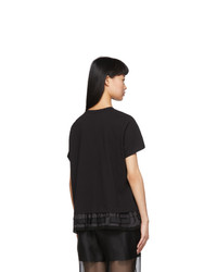 Sacai Black Lace Ruffle T Shirt