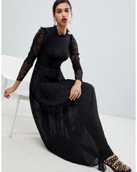 Y.a.s High Neck Lace Maxi Dress With Pleats