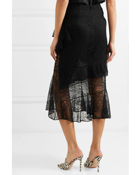 Cushnie Ruffled Lace Midi Skirt