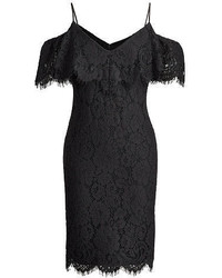 Black Ruffle Lace Off Shoulder Dress