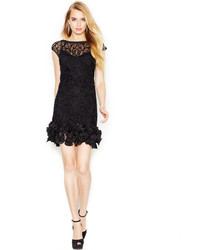 Black Ruffle Lace Sheath Dress
