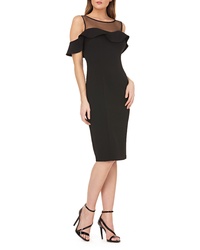 JS Collections Illusion Neck Ruffle Sleeve Cocktail Dress