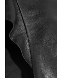 Isabel Marant Glenside Cropped Ruffled Leather Top Black