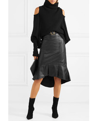 Alice + Olivia Kina Ruffled Leather Skirt