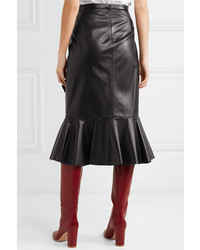 Michael Kors Collection Rumba Wrap Effect Ruffled Leather Skirt