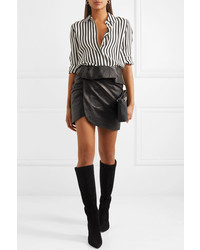 IRO Andice Ruffled Wrap Effect Leather Mini Skirt