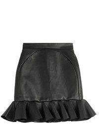 David Koma Leather Ruffle Hem Mini Skirt