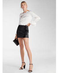 Express Leather Ruffle Mini Skirt