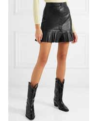 Ganni Rhinehart Ruffled Leather Mini Skirt