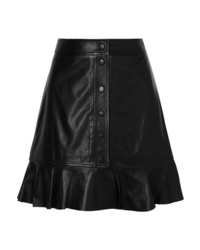 Ganni Rhinehart Ruffled Leather Mini Skirt