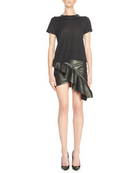 Saint Laurent Ruffled Leather Mini Skirt