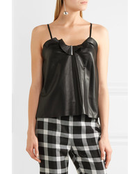 Carven Ruffled Leather Camisole Black