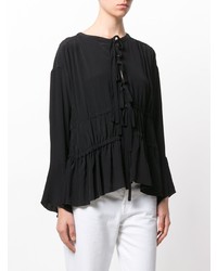 Boutique Moschino Gathered Tie Neck Blouse