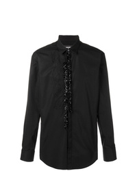 Black Ruffle Long Sleeve Shirts for Men | Lookastic